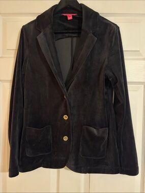 Lilly Pulitzer Braylee Velour Blazer - Black - Size L